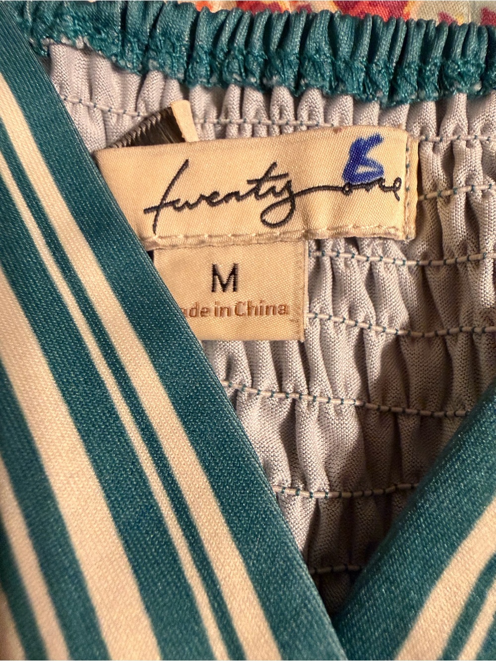 Forever 21 Teal and White Striped V-Neck Sundress - Picture 3 of 3